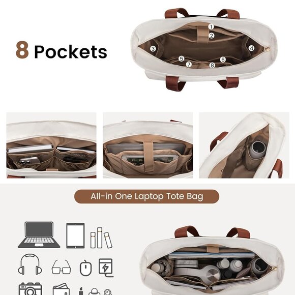 Versatile 15.6 Inch Women's Laptop Tote - Water-Resistant, Lightweight & Stylish - Picture 4 of 9